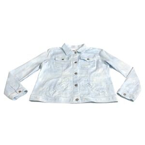 Vintage Y2K Chaps Denim Jacket Womens XL Blue Acid Wash Stretch Western Preppy